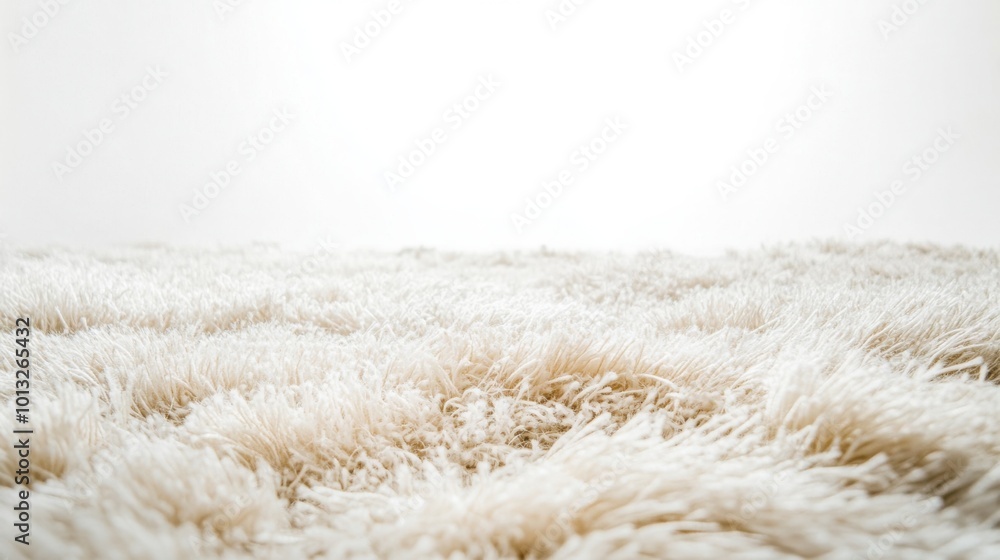 shaggy, beige carpet with long fibers, set on a bright white background shaggy, beige carpet with long fibers, set on a bright white background