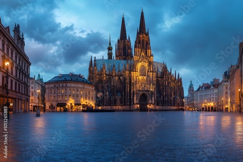 Prague castle at twilight