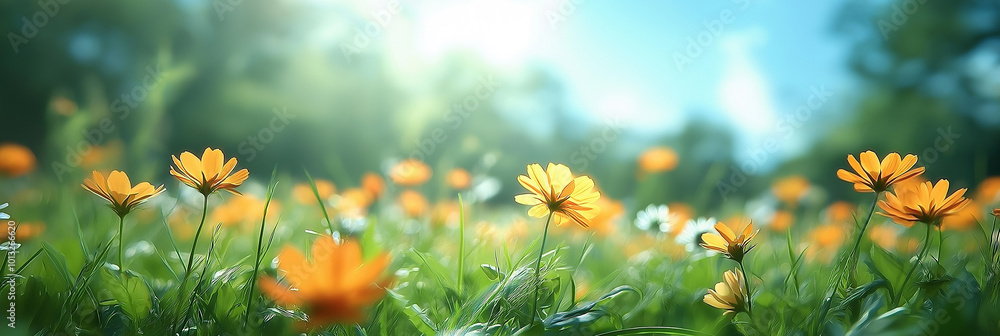 Spring flower,green meadow ,Summer day , daisy,yellow, sunlight, sun, white,bokeh, blur, background. Spring flower,green meadow ,Summer day , daisy,yellow, sunlight, sun, white,bokeh, blur, background.