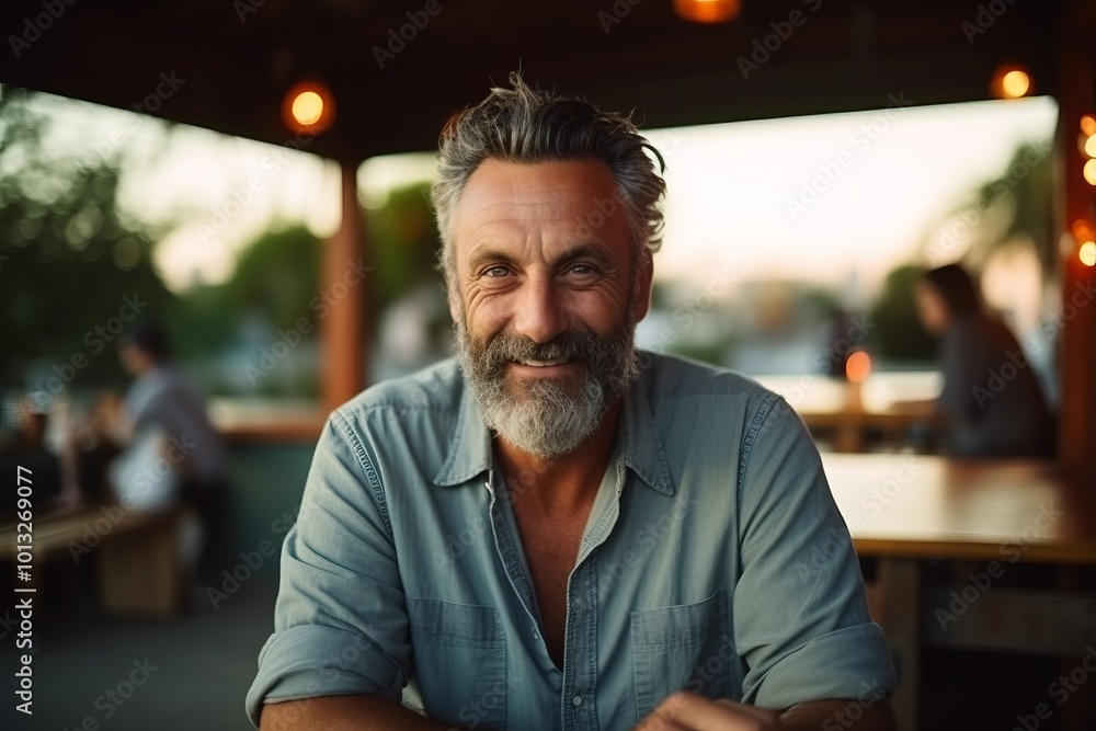 Portrait of a handsome senior man with grey beard sitting in a pub Portrait of a handsome senior man with grey beard sitting in a pub