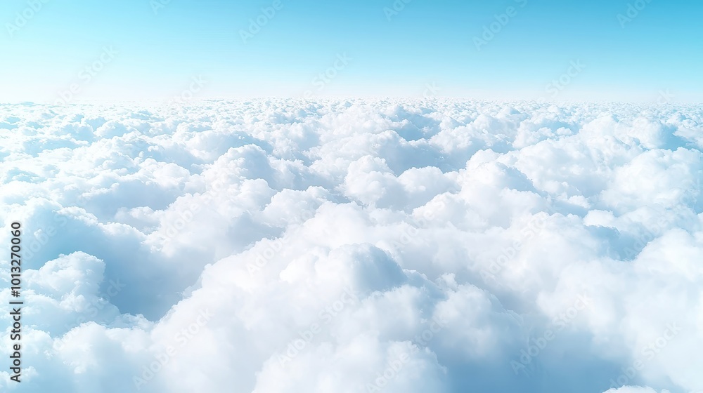 Aerial view of fluffy white cumulus clouds against a vivid blue sky, creating a serene and uplifting heavenly landscape with ample space for text or design elements. Aerial view of fluffy white cumulus clouds against a vivid blue sky, creating a serene and uplifting heavenly landscape with ample space for text or design elements.