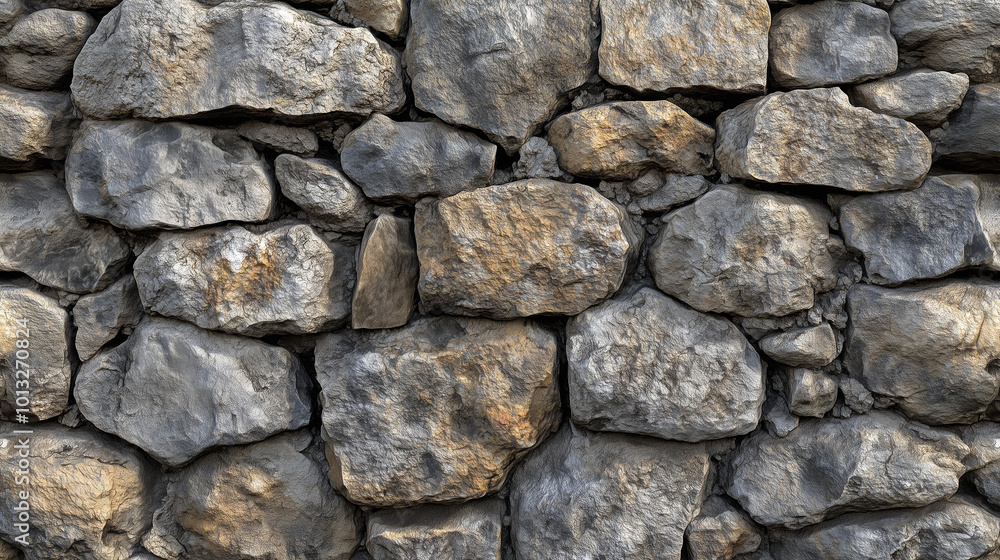 Natural Rocky Wall with Irregular Stones in Varied Shapes and Tones Natural Rocky Wall with Irregular Stones in Varied Shapes and Tones