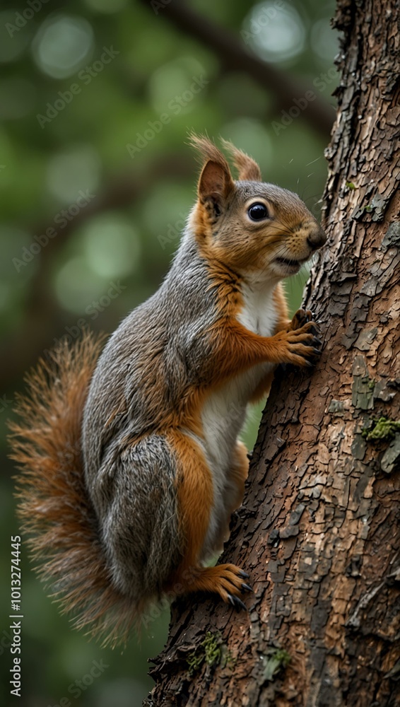 Squirrel perched on a tree. Squirrel perched on a tree.
