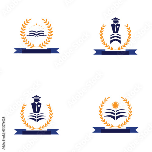 University Education Logo Design Stock Vector