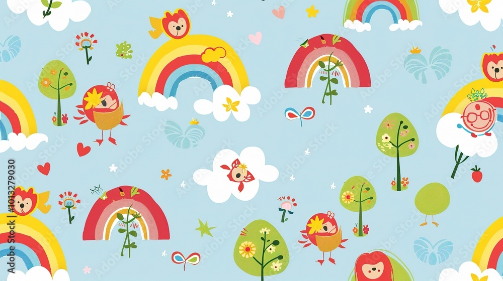 Cute Cartoon Rainbow Background for Children's Day - a delightful and colorful visual. The cute cartoon rainbow backdrop is perfect for celebrating Children's Day Cute Cartoon Rainbow Background for Children's Day - a delightful and colorful visual. The cute cartoon rainbow backdrop is perfect for celebrating Children's Day