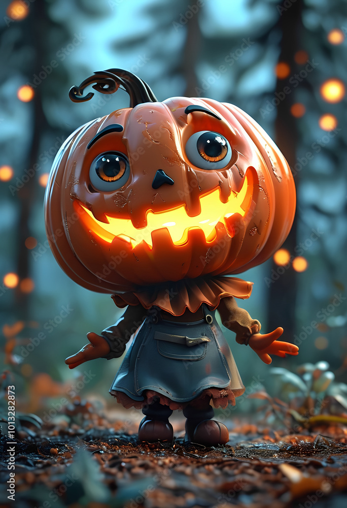 Naklejka premium ハロウィンパーティ―に集まるジャックオランタン