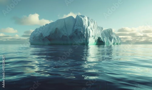 Enormous iceberg floating in the ocean, 4K hyperrealistic photo