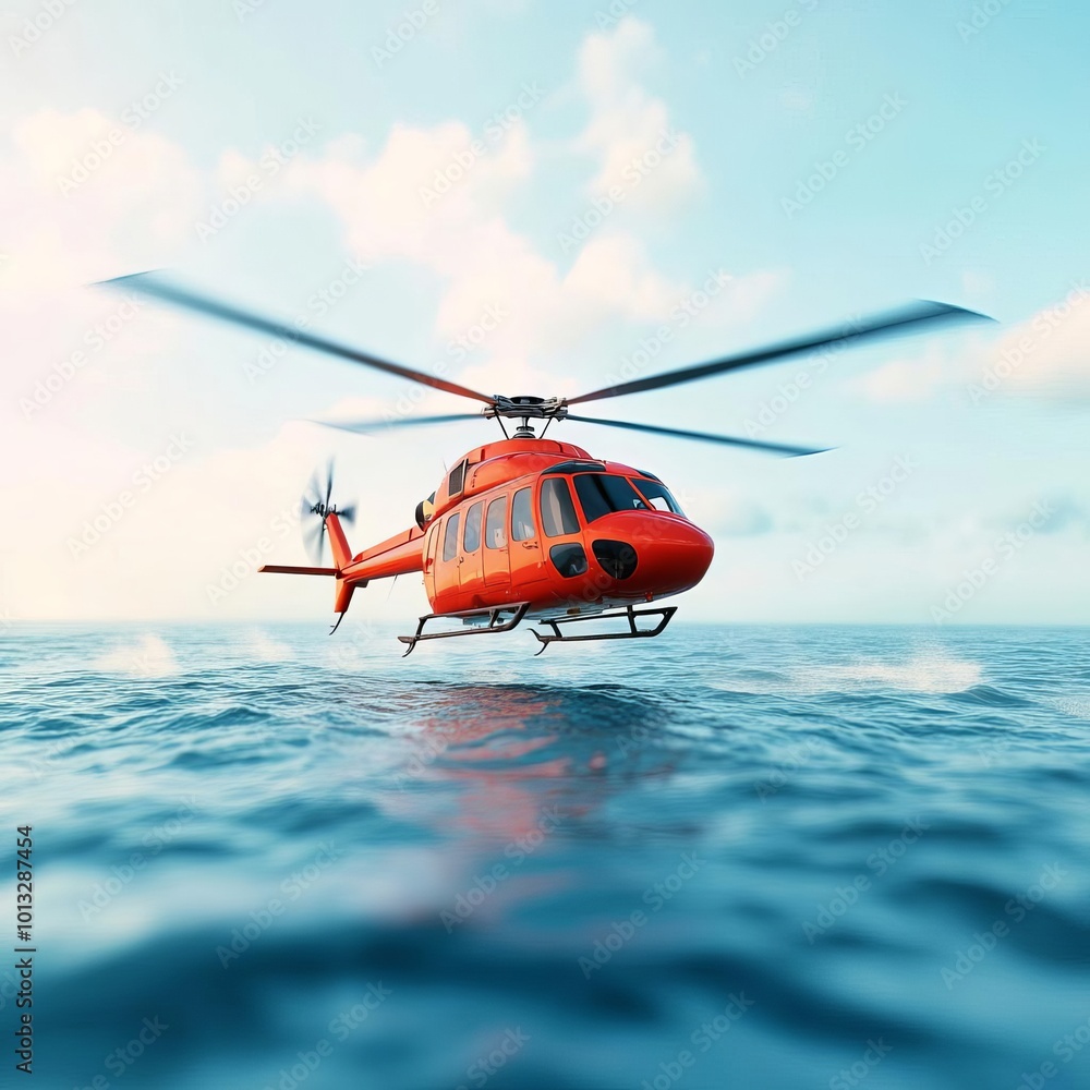 Helicopter rescue mission, flood disaster, 3D illustration Helicopter rescue mission, flood disaster, 3D illustration