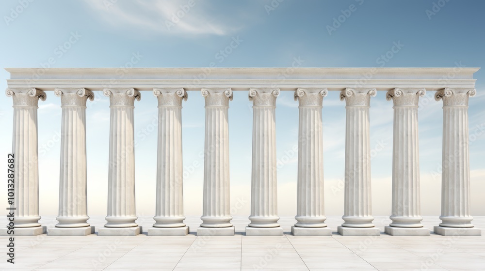 Fototapeta premium Classic greek columns showcasing texture and detail, representing strength in legal foundations