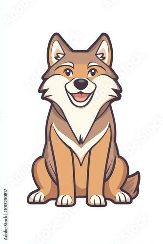 Adorable wolf icon sitting happily, showcasing its playful demeanor