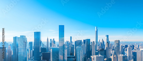 Aerial View of City Skyline with Skyscrapers and Buildings