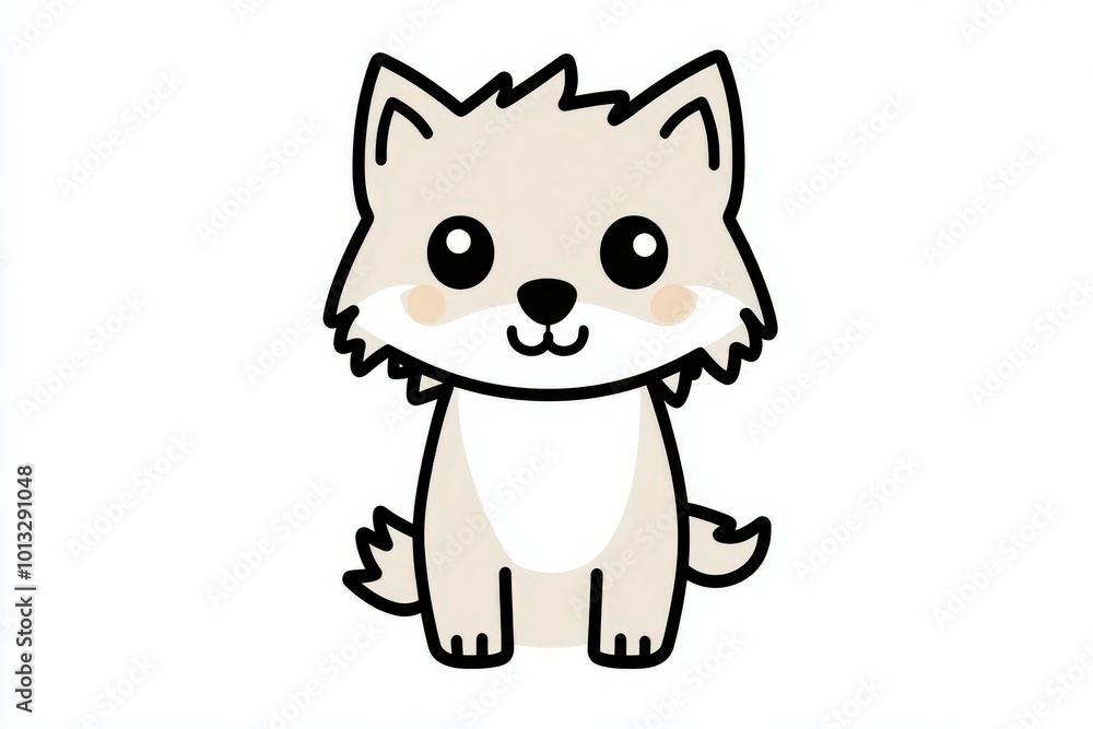 Adorable wolf icon with cute features and friendly expression Adorable wolf icon with cute features and friendly expression