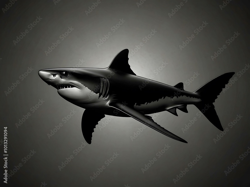Shark line art illustration in black silhouette. Shark line art illustration in black silhouette.