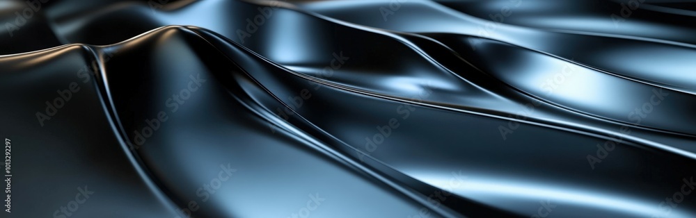 Fototapeta premium Futuristic metallic surface showcasing smooth folds and reflections