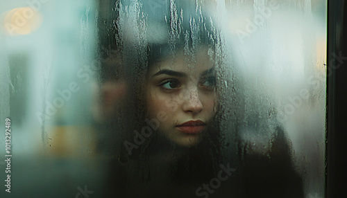 Photograph people behind frosted or steamed-up glass, leaving just enough visibility to make out their outlines and soft expressions