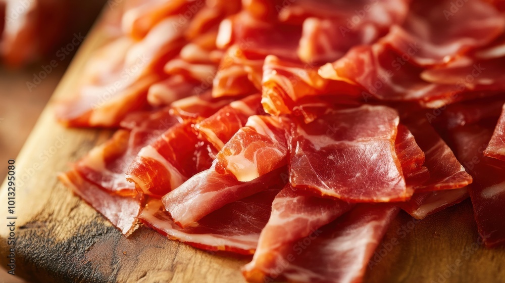 Prosciutto Slices Close Up. Prosciutto Slices Close Up.
