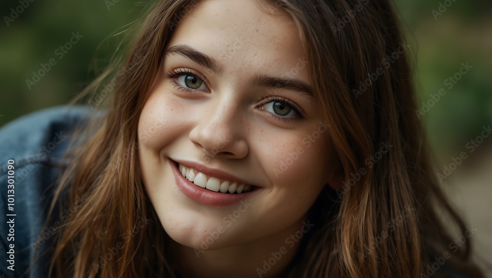 Smiling girl with long hair looking at the camera. Smiling girl with long hair looking at the camera.