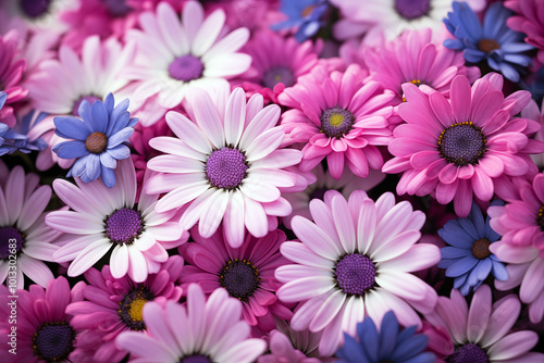 Beautiful pink and white daisies background. Close-up. photo