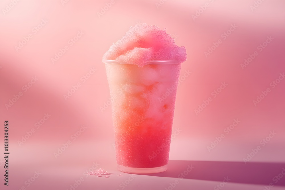 refreshing pink frozen drink with shaved ice refreshing pink frozen drink with shaved ice