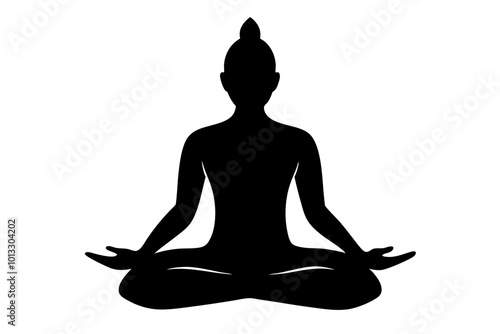 Meditation | vector silhouette illustration on white background