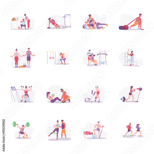 Wallpaper Mural Collection of Gym Flat Style Illustrations 

 Torontodigital.ca