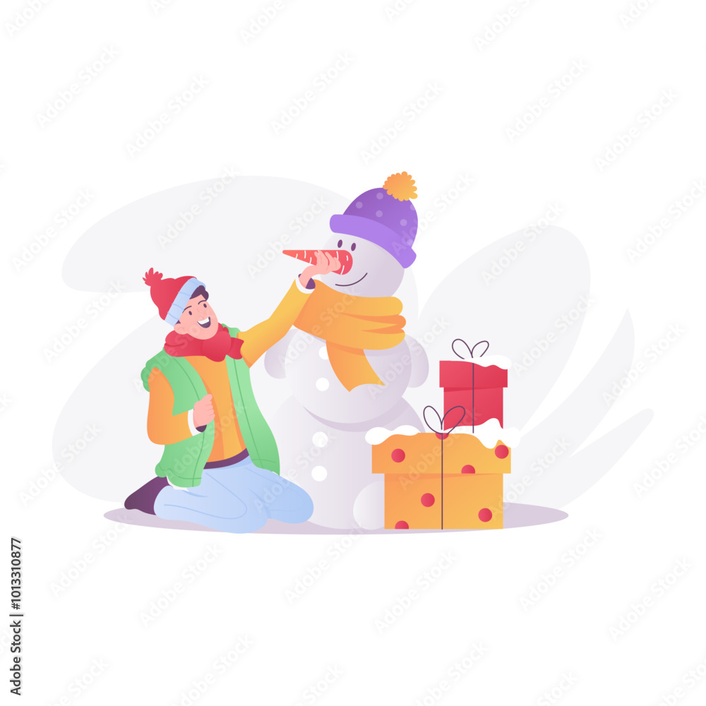 Fototapeta premium Christmas gift illustration in flat style 