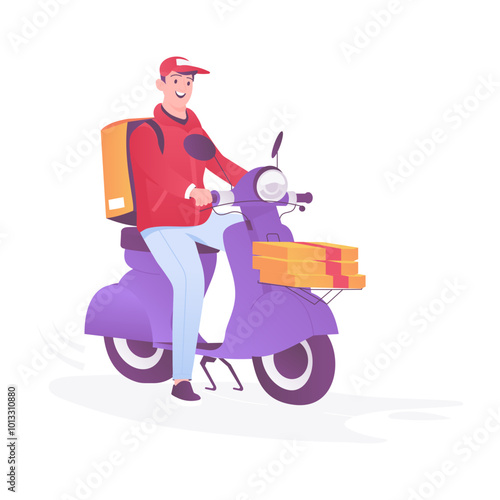 A flat style illustration of scooter delivery 