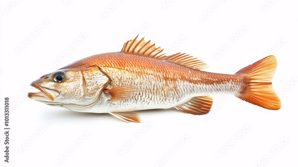 Atlantic Ocean Red Drum Fish Isolated on White Background Atlantic Ocean Red Drum Fish Isolated on White Background
