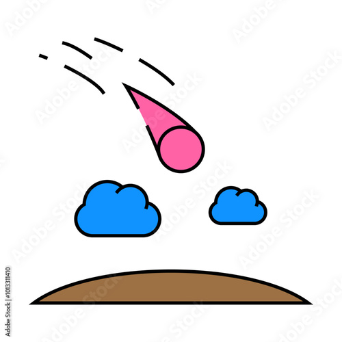 meteor falling disaster line icon vector. meteor falling disaster sign. isolated symbol illustration
