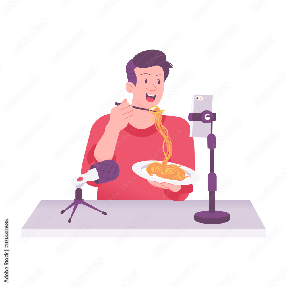 Food vlogging illustration in flat style