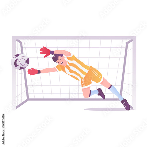 A flat style illustration of football goal 