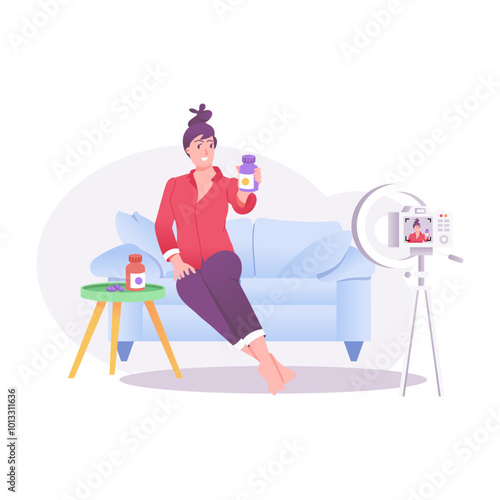 A blogger illustration in flat style 