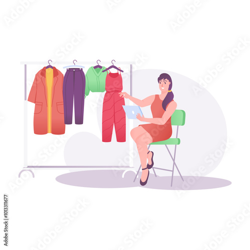 Dress shop illustration in flat style 