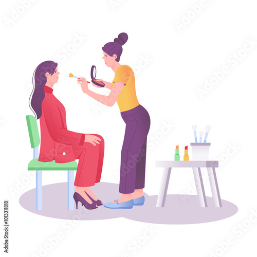 Makeup artist illustration in flat style 