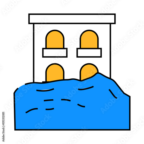 heavy rainfall disaster line icon vector. heavy rainfall disaster sign. isolated symbol illustration