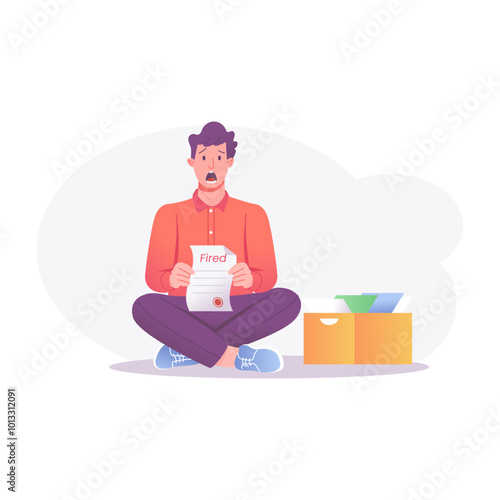 Fired employee illustration in flat style
