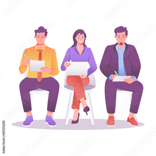 A flat style illustration of job applicants 