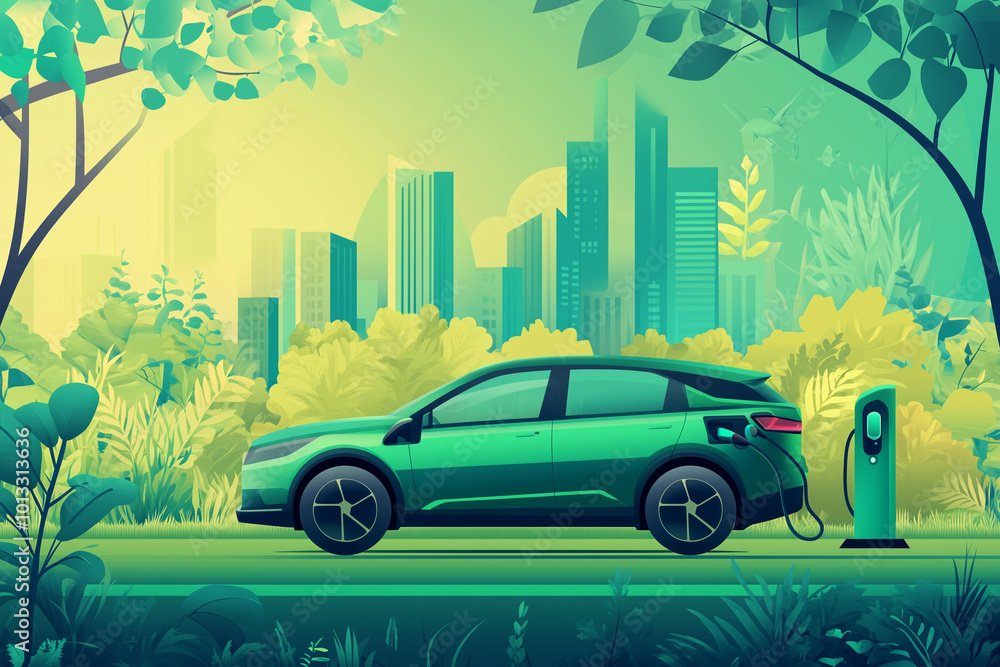 Charging Electric Vehicle Concept Charging Electric Vehicle Concept