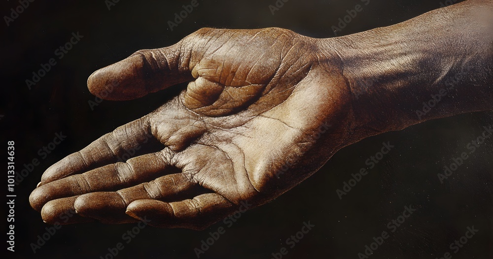 Fototapeta premium Closeup of a weathered human hand