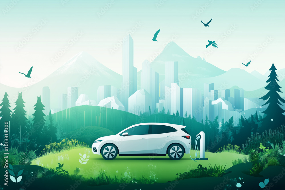 Charging Electric Vehicle Concept Charging Electric Vehicle Concept