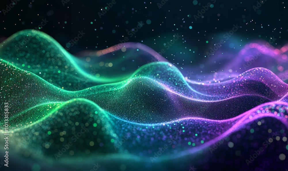 Abstract representation of data science with flowing shapes in green, and violet, symbolizing the Julia programming languages dynamic and analytical, Generative AI Abstract representation of data science with flowing shapes in green, and violet, symbolizing the Julia programming languages dynamic and analytical, Generative AI