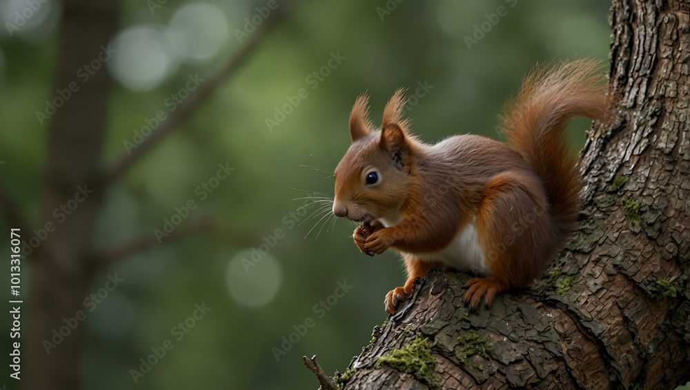 Red squirrel on a tree. Red squirrel on a tree.