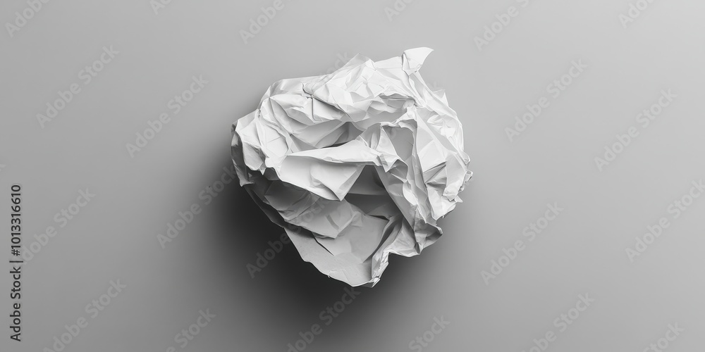 Obraz premium Crumpled White Paper on Gray Background