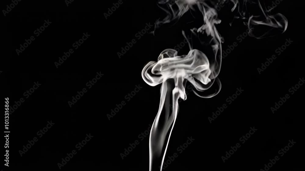 A captivating display of swirling smoke against a black background, highlighting its delicate forms and ethereal movement. A captivating display of swirling smoke against a black background, highlighting its delicate forms and ethereal movement.