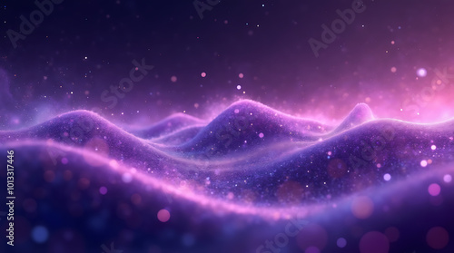 Mesmerizing Purple Digital Waves Flowing Across a Starry Background, Capturing the Essence of Cosmic Motion and Modern Technology