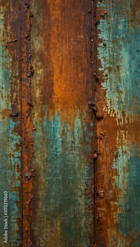 Rusted metal surface with oxidation patterns