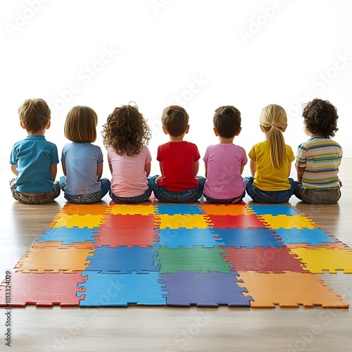a group of children sitting on a floor

