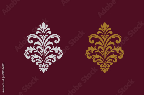  Damask graphic ornament vector, wedding card design element, card design ,printed design