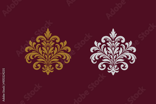  Damask graphic ornament vector, wedding card design element, card design ,printed design