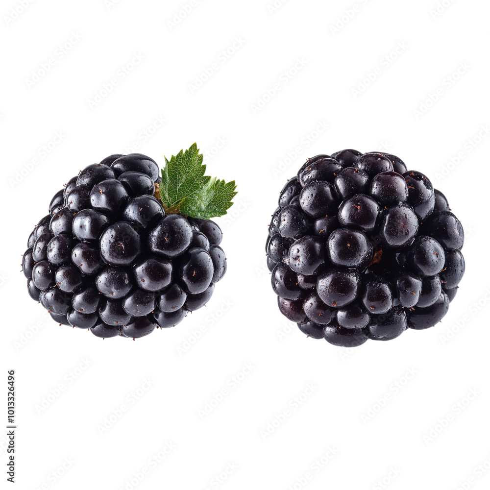 Two Fresh Blackberries Isolated On a White Background Two Fresh Blackberries Isolated On a White Background